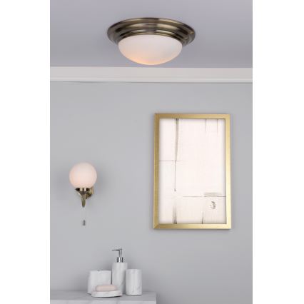 Där Lighting BAR5275 - Φωτιστικό οροφής μπάνιου BARCLAY 1xE27/60W/230V, Ø 31 εκ., φινίρισμα ορείχαλκου