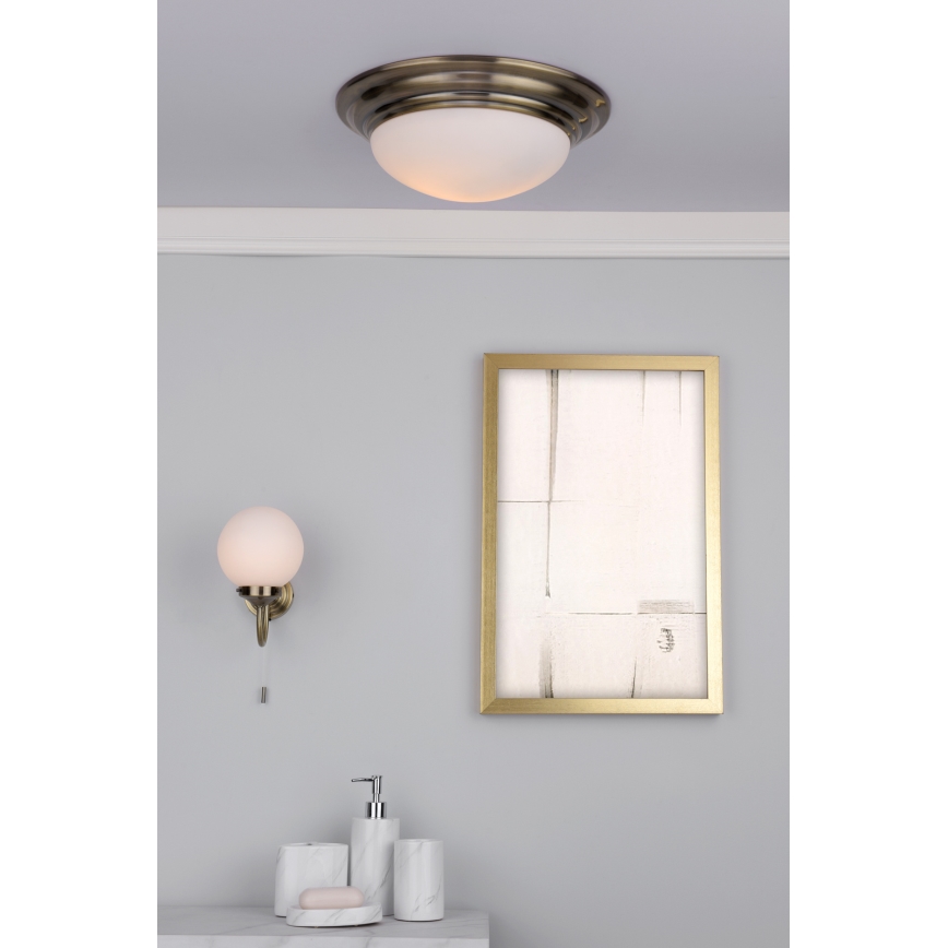 Där Lighting BAR5275 - Φωτιστικό οροφής μπάνιου BARCLAY 1xE27/60W/230V, Ø 31 εκ., φινίρισμα ορείχαλκου