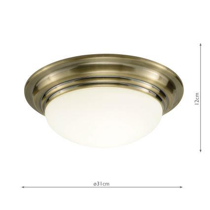 Där Lighting BAR5275 - Φωτιστικό οροφής μπάνιου BARCLAY 1xE27/60W/230V, Ø 31 εκ., φινίρισμα ορείχαλκου