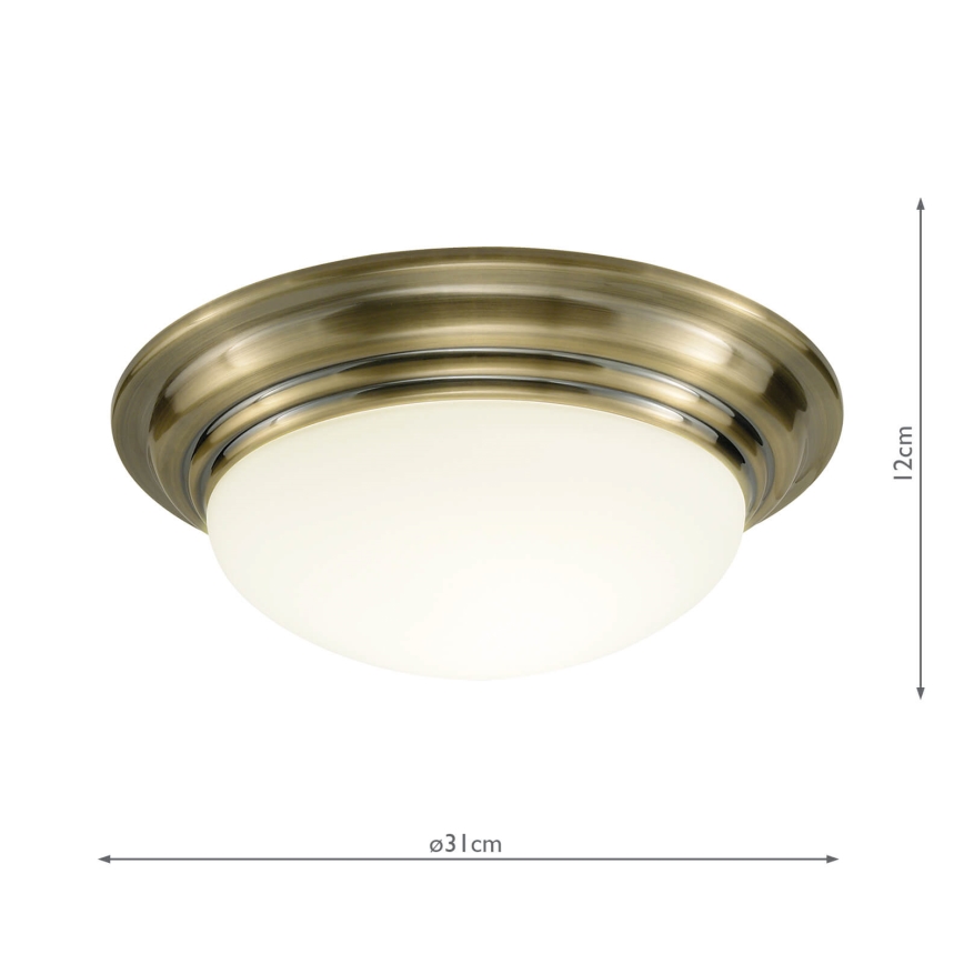 Där Lighting BAR5275 - Φωτιστικό οροφής μπάνιου BARCLAY 1xE27/60W/230V, Ø 31 εκ., φινίρισμα ορείχαλκου