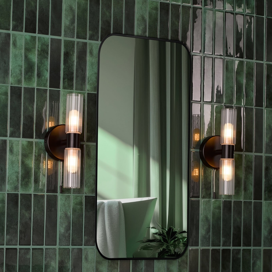 Där Lighting BOL0922 - Επιτοίχιο φωτιστικό μπάνιου BOLTON 2xG9/5W/230V IP44 μαύρο