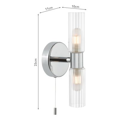 Där Lighting BOL0950 - Επιτοίχιο φωτιστικό μπάνιου BOLTON 2xG9/5W/230V IP44 γυαλιστερό χρώμιο