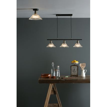 Där Lighting BOY0175 - Φωτιστικό οροφής BOYD 1xE27/60W/230V Ø 25 εκ. ορείχαλκος/διάφανο