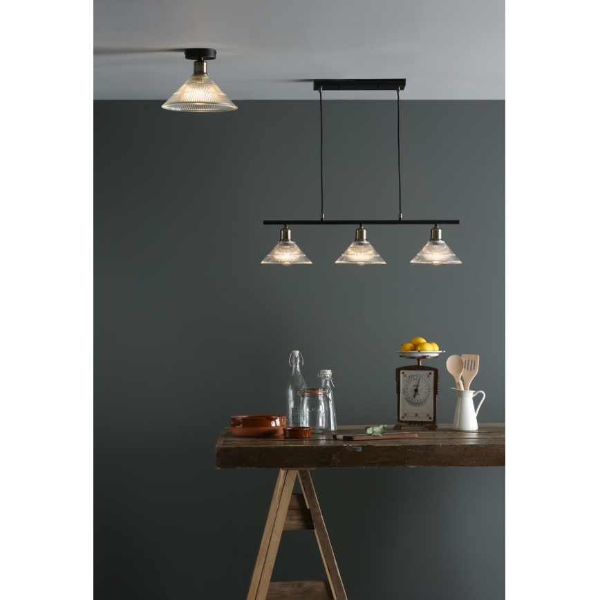 Där Lighting BOY0175 - Φωτιστικό οροφής BOYD 1xE27/60W/230V Ø 25 εκ. ορείχαλκος/διάφανο