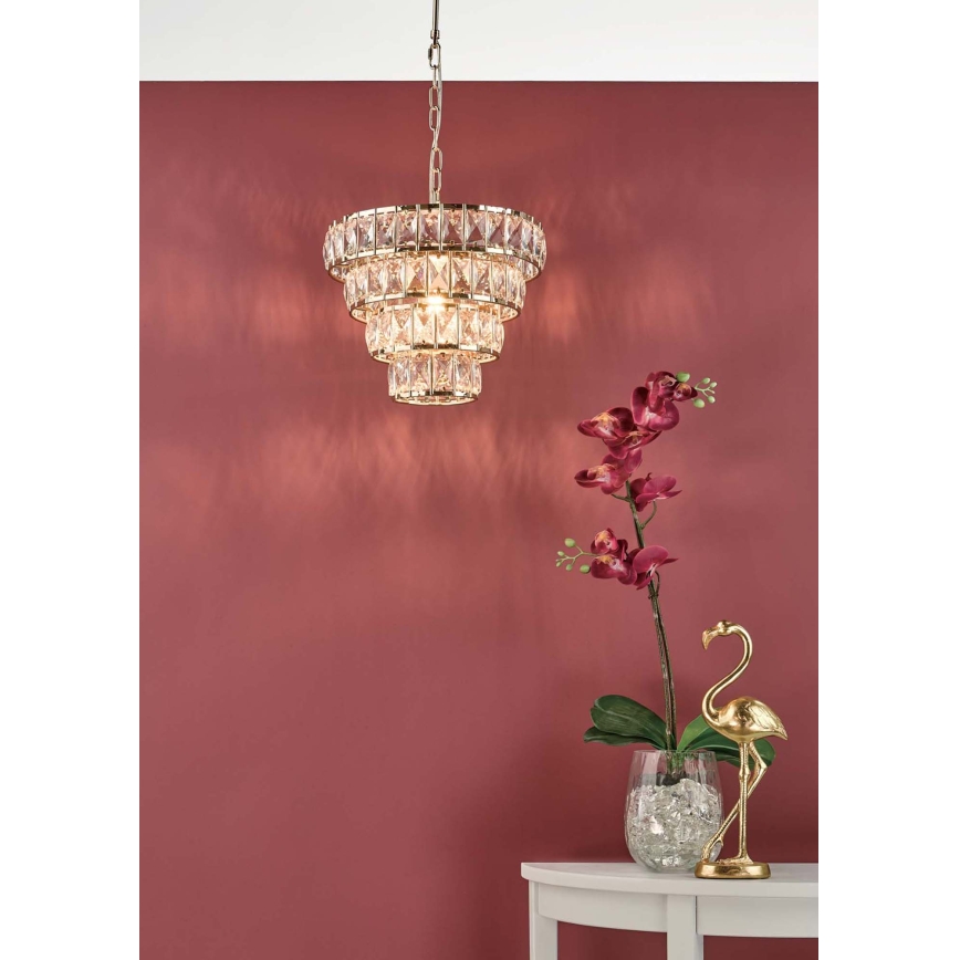 Där Lighting CER0135 - Κρεμαστό φωτιστικό CERYS με αλυσίδα 1xE27/60W/230V, χρυσό