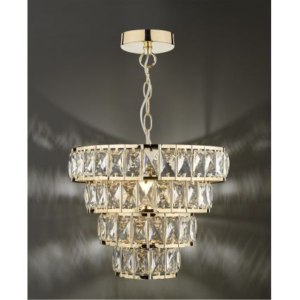 Där Lighting CER0135 - Κρεμαστό φωτιστικό CERYS με αλυσίδα 1xE27/60W/230V, χρυσό