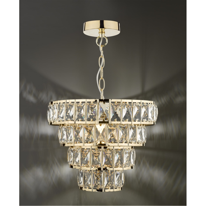 Där Lighting CER0135 - Κρεμαστό φωτιστικό CERYS με αλυσίδα 1xE27/60W/230V, χρυσό
