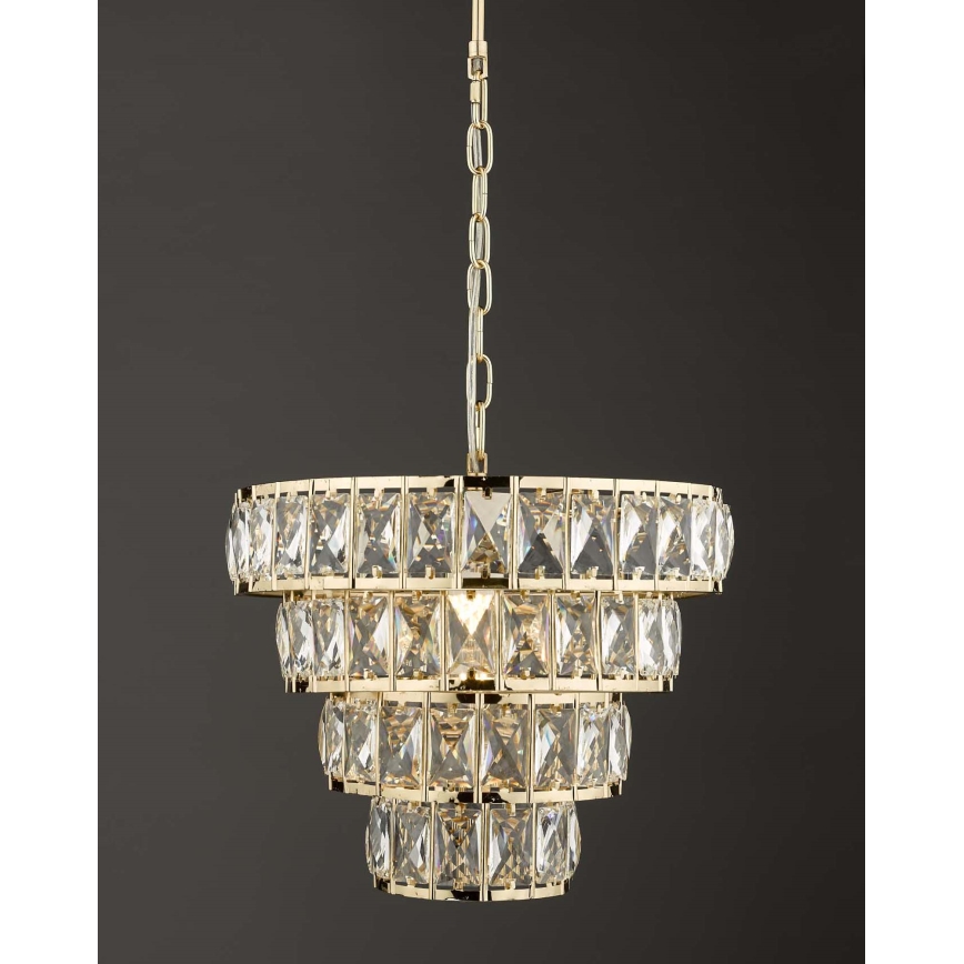 Där Lighting CER0135 - Κρεμαστό φωτιστικό CERYS με αλυσίδα 1xE27/60W/230V, χρυσό