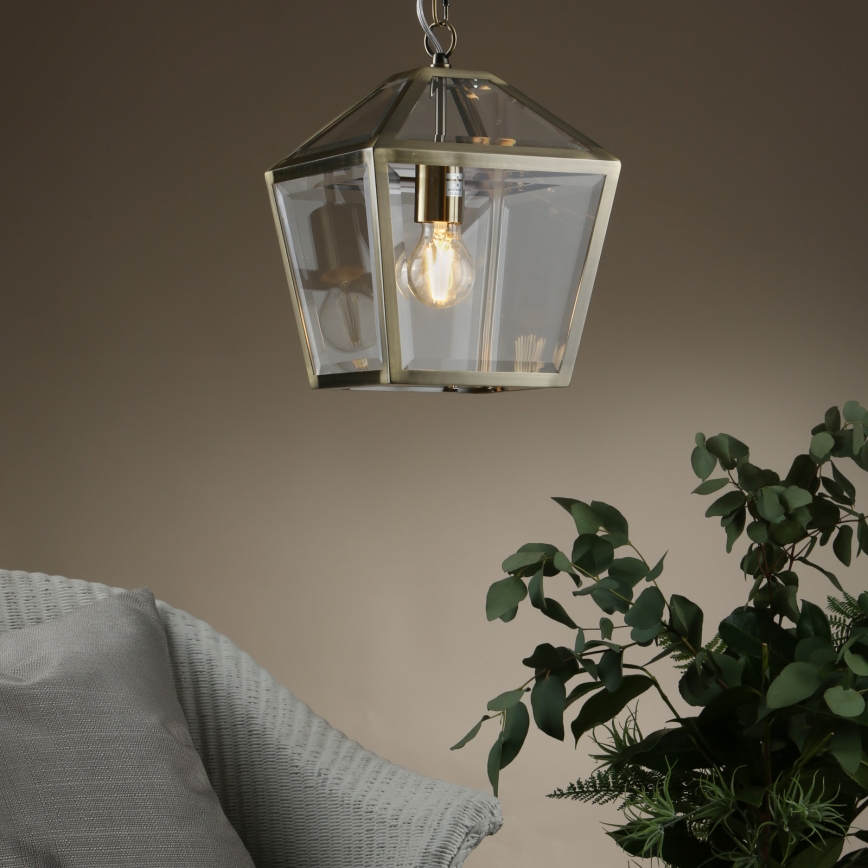Där Lighting CHU0175 - Κρεμαστό φωτιστικό με αλυσίδα CHURCHILL 1xE27/60W/230V μπρούτζινο