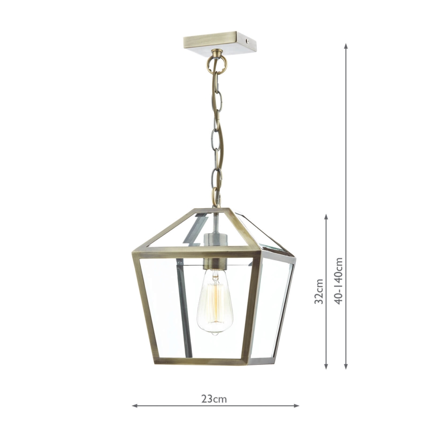 Där Lighting CHU0175 - Κρεμαστό φωτιστικό με αλυσίδα CHURCHILL 1xE27/60W/230V μπρούτζινο