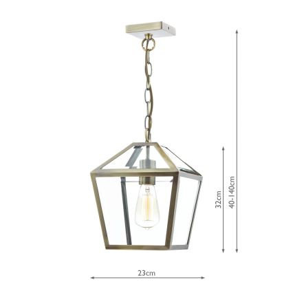 Där Lighting CHU0175 - Κρεμαστό φωτιστικό με αλυσίδα CHURCHILL 1xE27/60W/230V μπρούτζινο