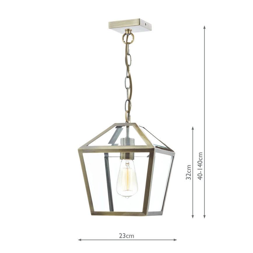Där Lighting CHU0175 - Κρεμαστό φωτιστικό με αλυσίδα CHURCHILL 1xE27/60W/230V μπρούτζινο