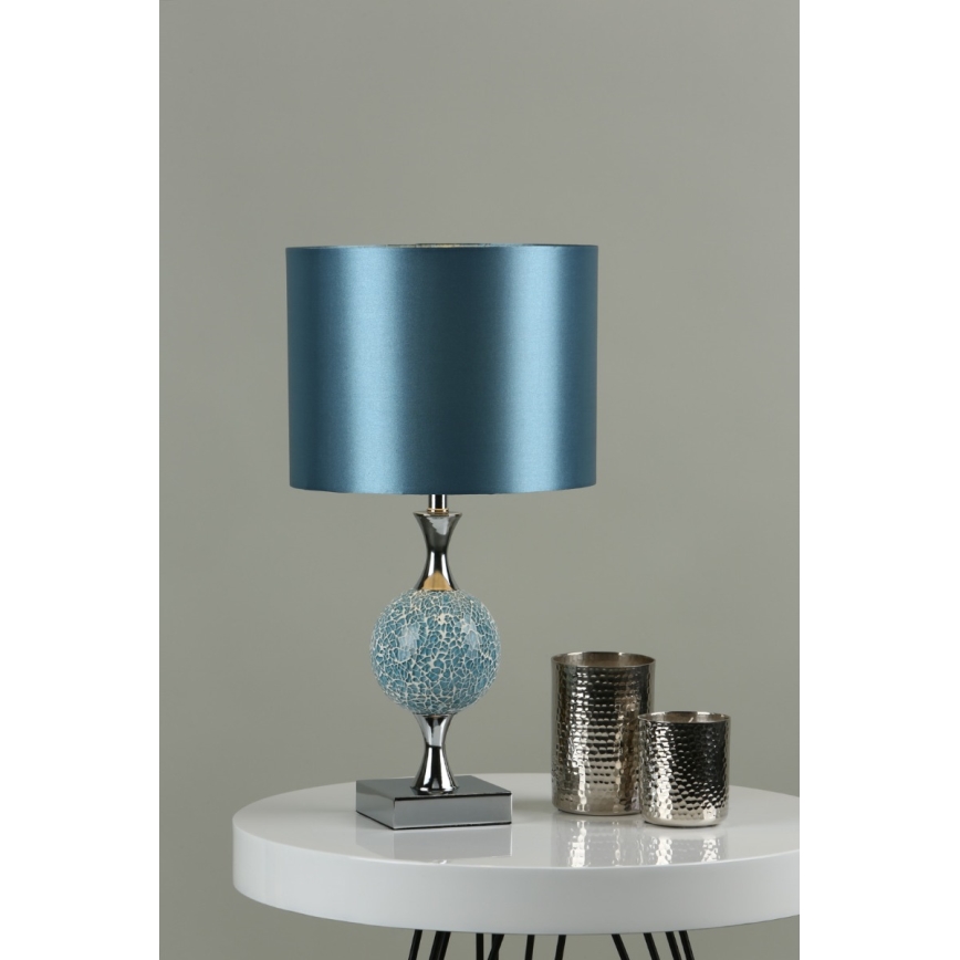 Där Lighting ELS4223 - Επιτραπέζιο φωτιστικό ELSA 1xE27/40W/230V μπλε/γυαλισμένο χρώμιο