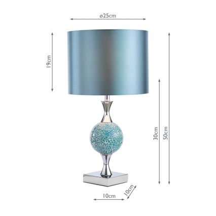 Där Lighting ELS4223 - Επιτραπέζιο φωτιστικό ELSA 1xE27/40W/230V μπλε/γυαλισμένο χρώμιο