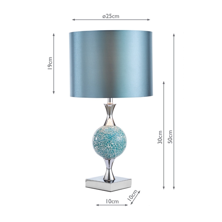 Där Lighting ELS4223 - Επιτραπέζιο φωτιστικό ELSA 1xE27/40W/230V μπλε/γυαλισμένο χρώμιο