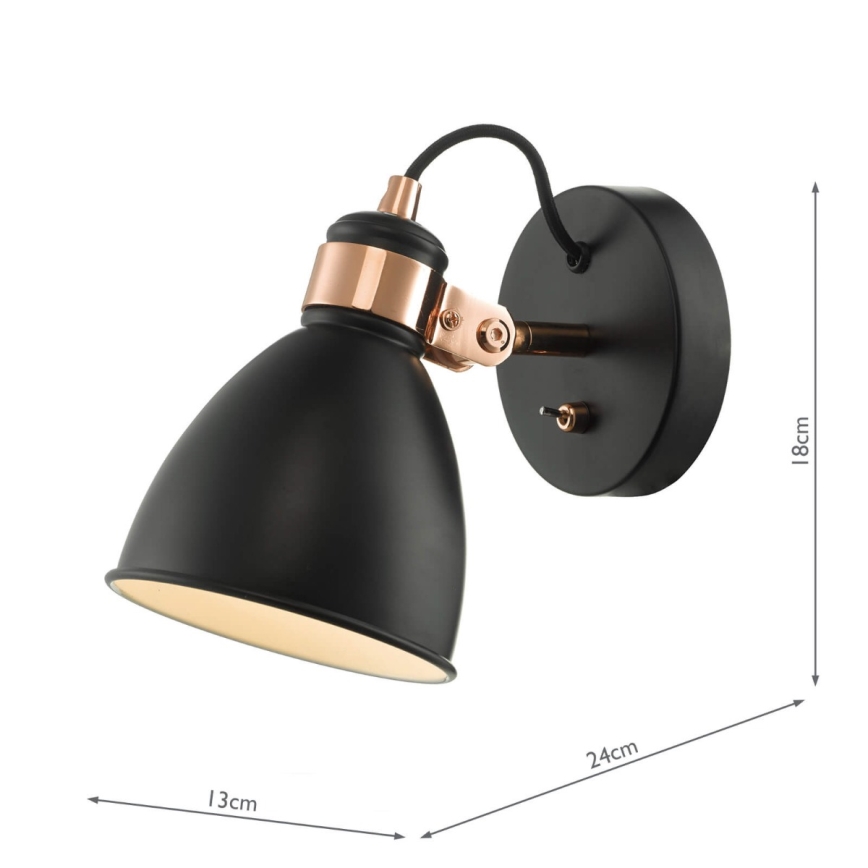 Där Lighting FRE0722 - Επιτοίχιο σποτ φωτιστικό FREDERICK 1xE14/40W/230V μαύρο