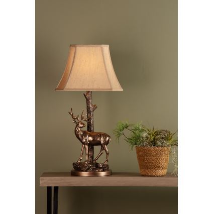 Där Lighting GUL5545-X - Επιτραπέζιο φωτιστικό GULLIVER 1xE27/60W/230V μπεζ/μπρονζέ