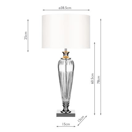 Där Lighting HIN4208 - Επιτραπέζιο φωτιστικό HINTON 1xE27/60W/230V λευκό/γυαλιστερό χρώμιο
