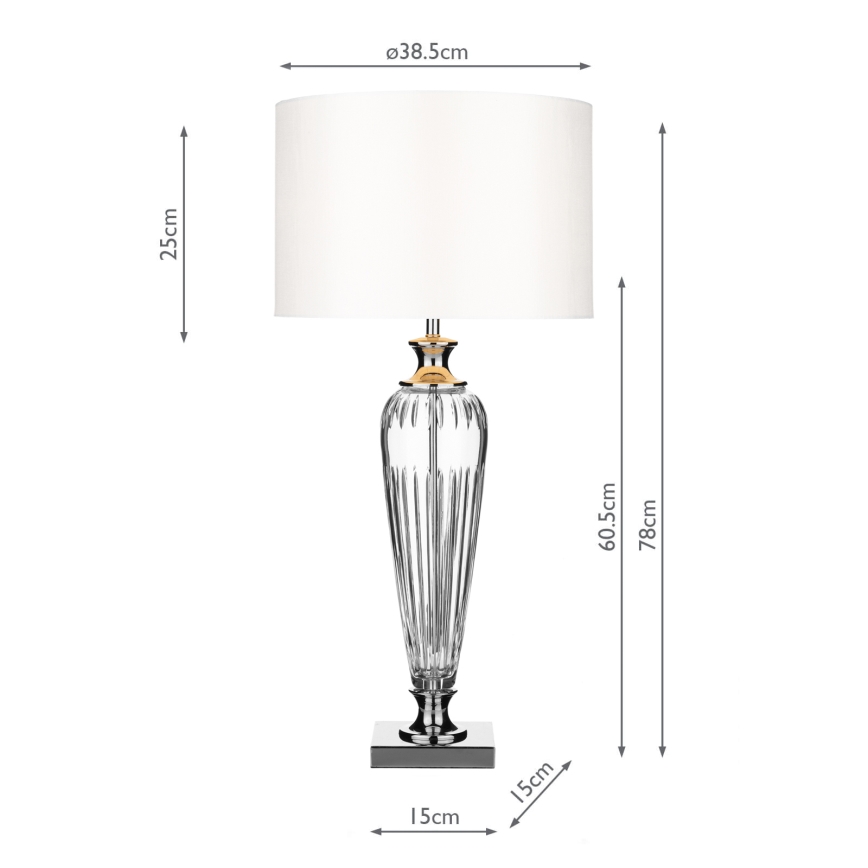 Där Lighting HIN4208 - Επιτραπέζιο φωτιστικό HINTON 1xE27/60W/230V λευκό/γυαλιστερό χρώμιο