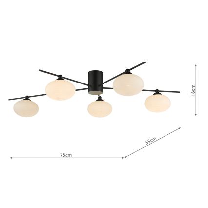 Där Lighting JAS5422 - Επιφανειακό φωτιστικό οροφής JASPER 5xG9/25W/230V μαύρο