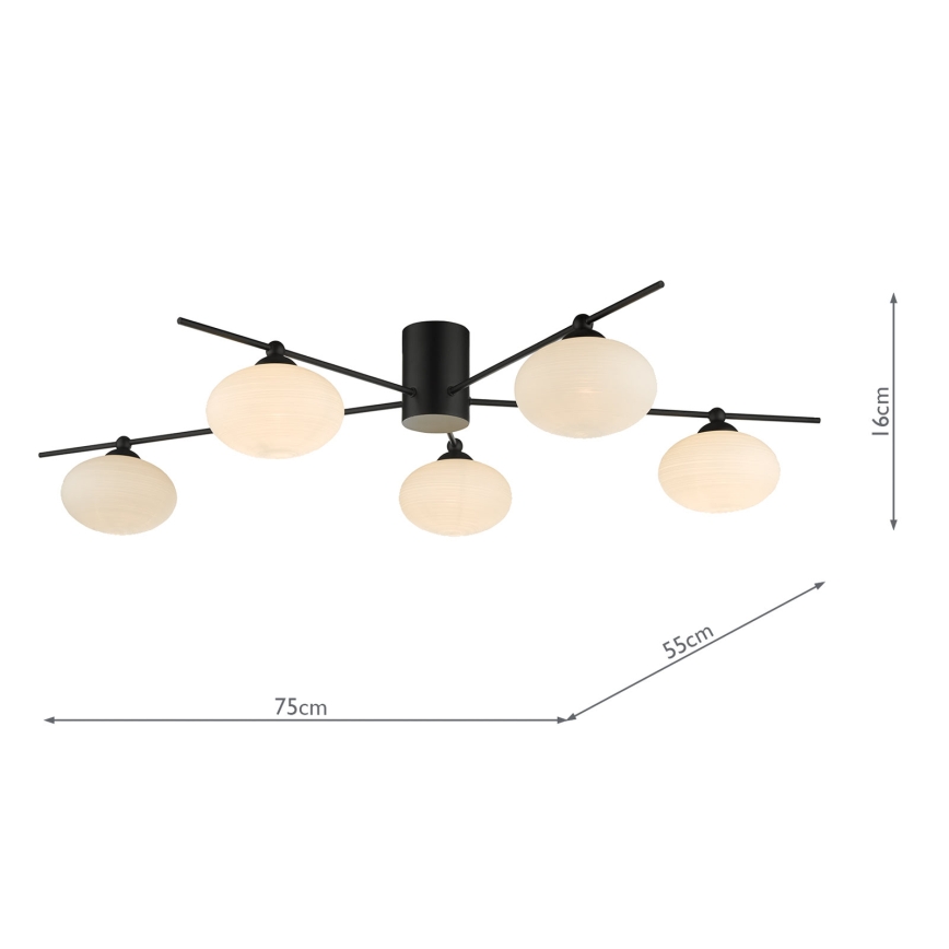 Där Lighting JAS5422 - Επιφανειακό φωτιστικό οροφής JASPER 5xG9/25W/230V μαύρο