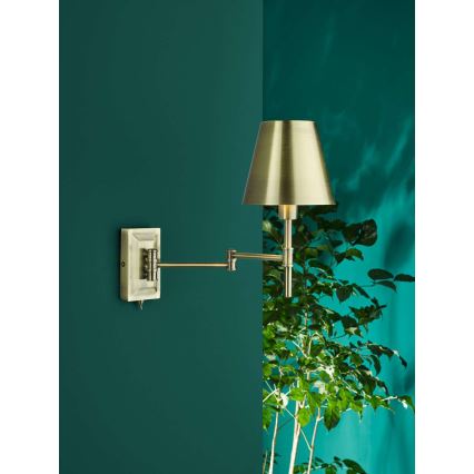 Där Lighting KEN0775 - Ευέλικτο επιτοίχιο φωτιστικό KENSINGTON 1xE14/25W/230V ορείχαλκος