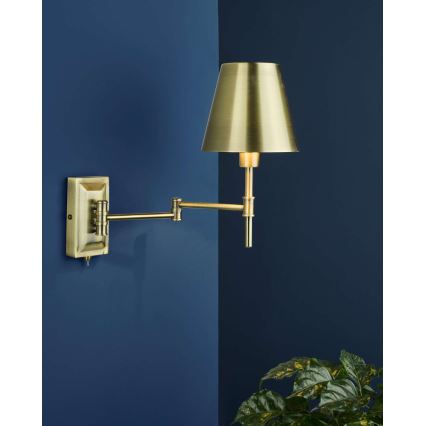 Där Lighting KEN0775 - Ευέλικτο επιτοίχιο φωτιστικό KENSINGTON 1xE14/25W/230V ορείχαλκος