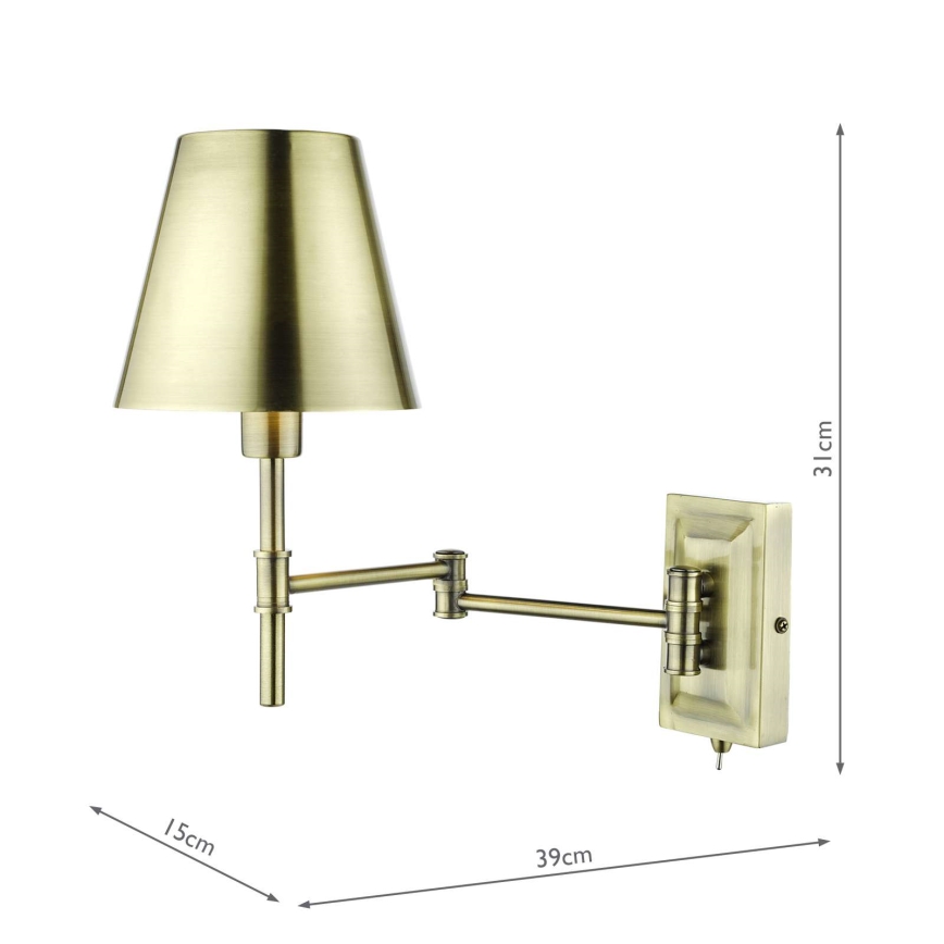 Där Lighting KEN0775 - Ευέλικτο επιτοίχιο φωτιστικό KENSINGTON 1xE14/25W/230V ορείχαλκος