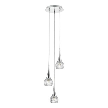 Där Lighting LYA0350 - Κρεμαστό φωτιστικό LYALL με καλώδιο 3xG9/40W/230V γυαλιστερό χρώμιο