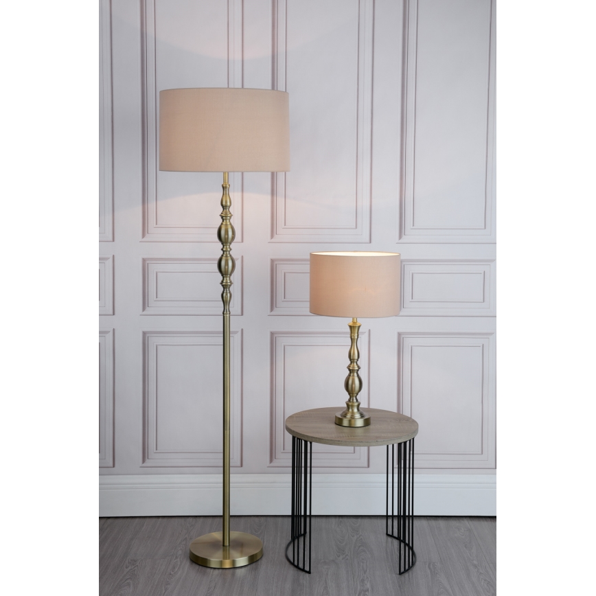 Där Lighting MAD4275 - Επιτραπέζιο φωτιστικό MADRID 1xE27/60W/230V καφέ/ορείχαλκος