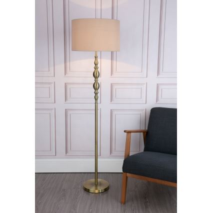 Där Lighting MAD4975 - Επιδαπέδιο φωτιστικό MADRID 1xE27/60W/230V καφέ/ορείχαλκο