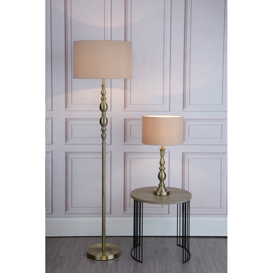 Där Lighting MAD4975 - Επιδαπέδιο φωτιστικό MADRID 1xE27/60W/230V καφέ/ορείχαλκο