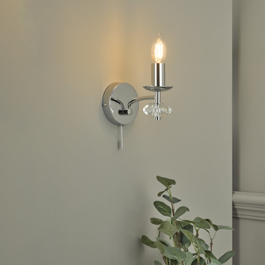Där Lighting OLE0750 - Επιτοίχιο φωτιστικό OLEANA 1xE14/40W/230V γυαλιστερό χρώμιο