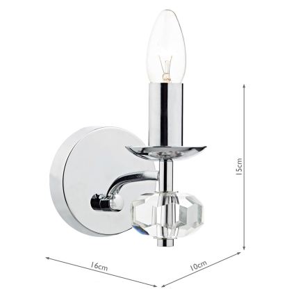 Där Lighting OLE0750 - Επιτοίχιο φωτιστικό OLEANA 1xE14/40W/230V γυαλιστερό χρώμιο