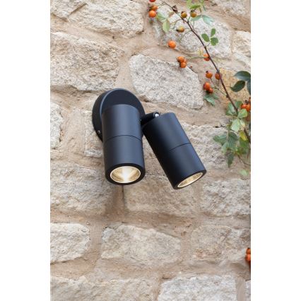 Där Lighting ORT0922 - Εξωτερικό επιτοίχιο φωτιστικό-προβολέας LED ORTEGA 2xGU10/5W/230V IP65 μαύρο