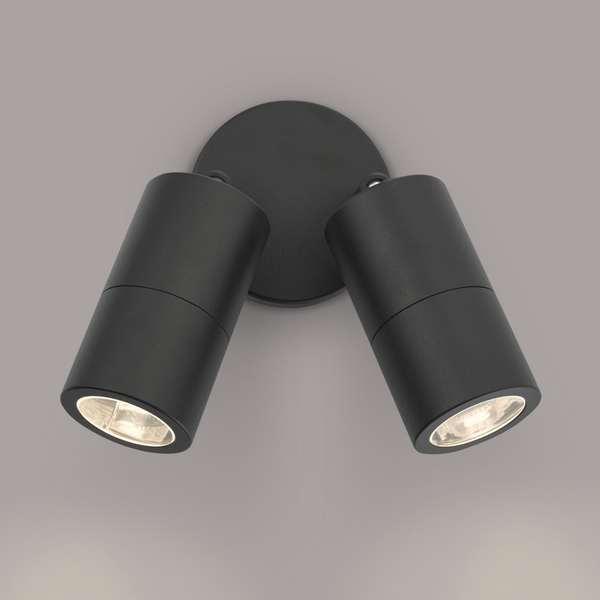 Där Lighting ORT0922 - Εξωτερικό επιτοίχιο φωτιστικό-προβολέας LED ORTEGA 2xGU10/5W/230V IP65 μαύρο