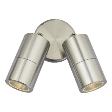 Där Lighting ORT0968 - LED εξωτερικό επιτοίχιο σποτ ORTEGA 2xGU10/5W/230V IP65 γυαλιστερό χρώμιο