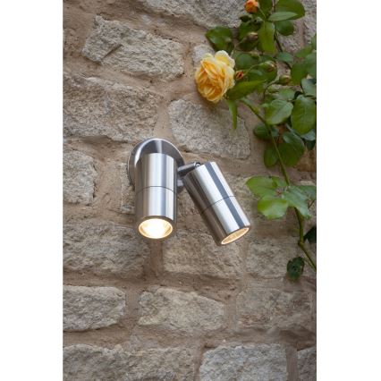 Där Lighting ORT0968 - LED εξωτερικό επιτοίχιο σποτ ORTEGA 2xGU10/5W/230V IP65 γυαλιστερό χρώμιο
