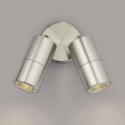 Där Lighting ORT0968 - LED εξωτερικό επιτοίχιο σποτ ORTEGA 2xGU10/5W/230V IP65 γυαλιστερό χρώμιο