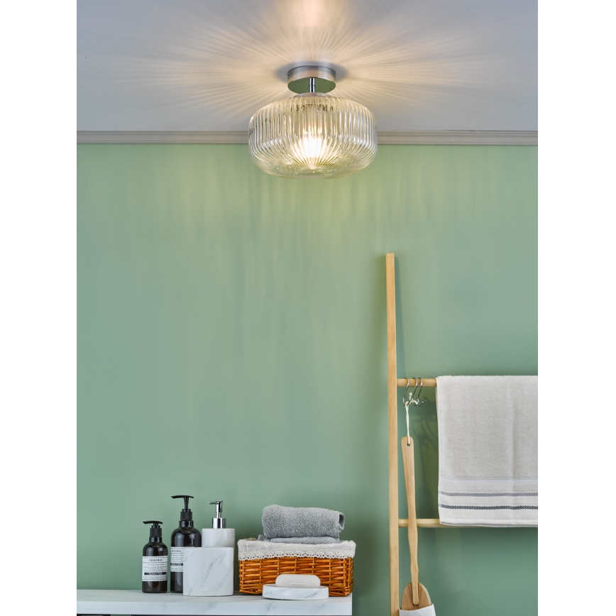 Där Lighting RIV5208 - Επιφανειακό φωτιστικό οροφής RIVA για μπάνιο 1xE27/60W/230V IP44 γυαλιστερό χρώμιο