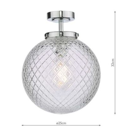 Där Lighting WAY0150 - Φωτιστικό οροφής μπάνιου WAYNE 1xE27/40W/230V IP44 Ø 25 cm γυαλιστερό χρώμιο