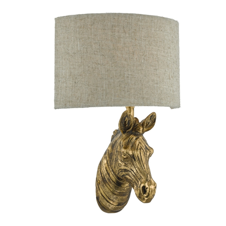 Där Lighting ABB0735 - Επιτοίχιο φωτιστικό ABBY 1xE14/40W/230V λινό/χρυσό