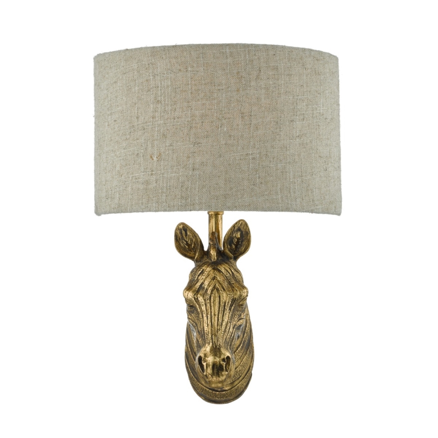 Där Lighting ABB0735 - Επιτοίχιο φωτιστικό ABBY 1xE14/40W/230V λινό/χρυσό