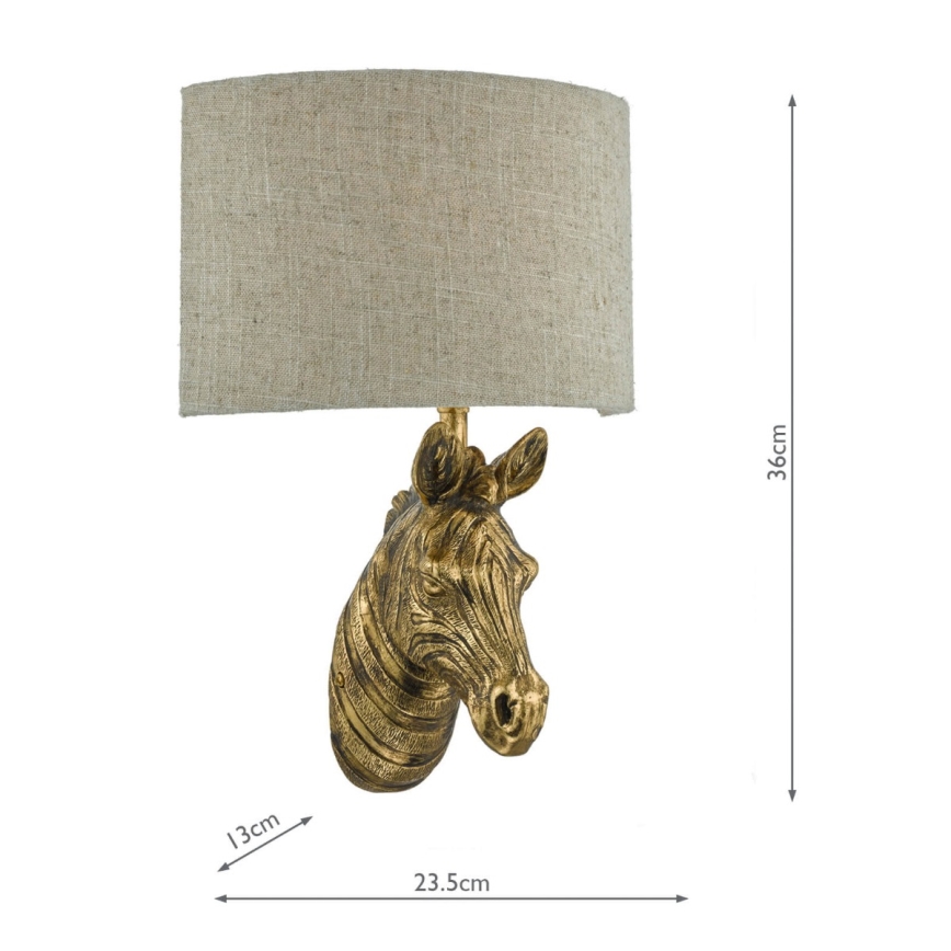 Där Lighting ABB0735 - Επιτοίχιο φωτιστικό ABBY 1xE14/40W/230V λινό/χρυσό