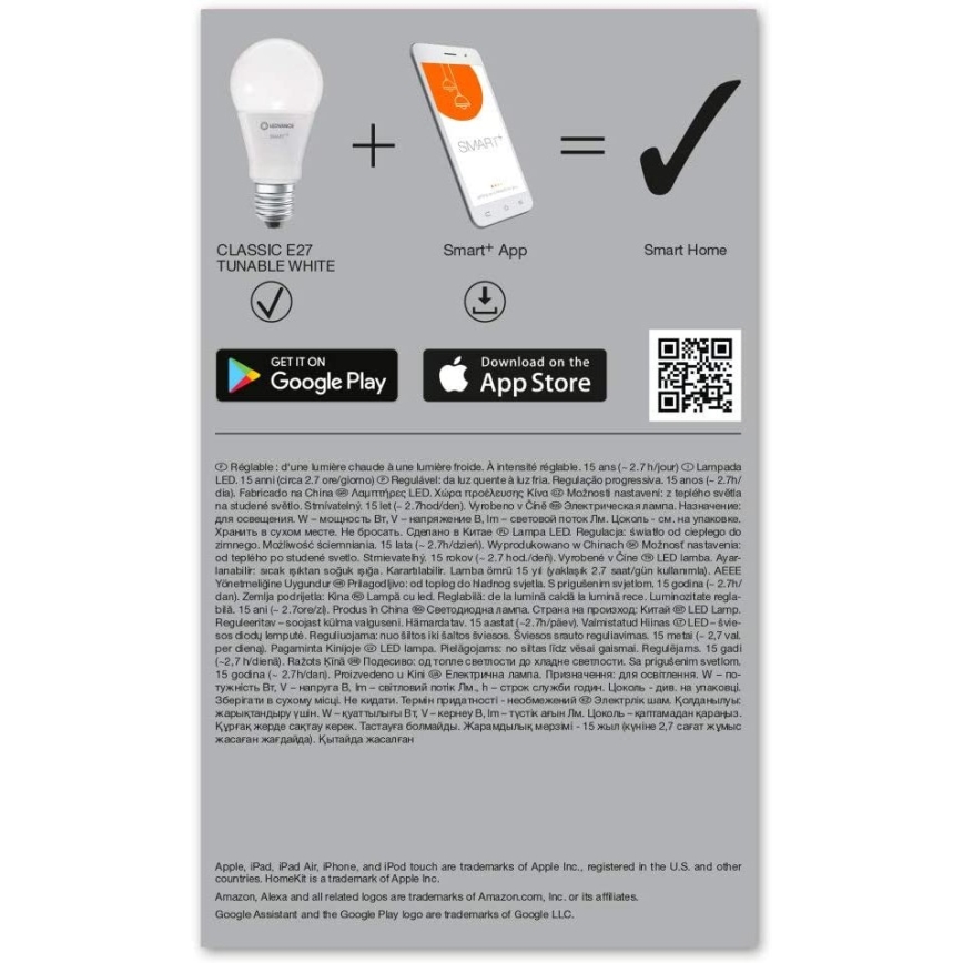 Λάμπα Dimmer LED SMART+ E27/9,5W/230V 2700K-6500K Wi-Fi - Ledvance