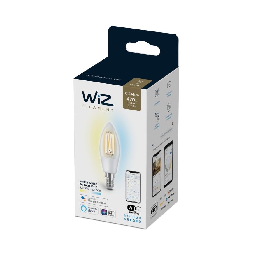 Λάμπα LED Dimmable FILAMENT C35 E14/4,9W/230V 2700-6500K CRI 90 Wi-Fi - WiZ