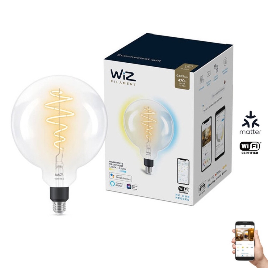 Λάμπα LED Dimmable FILAMENT G200 E27/6,5W/230V 2700-6500K CRI 90 Wi-Fi - WiZ