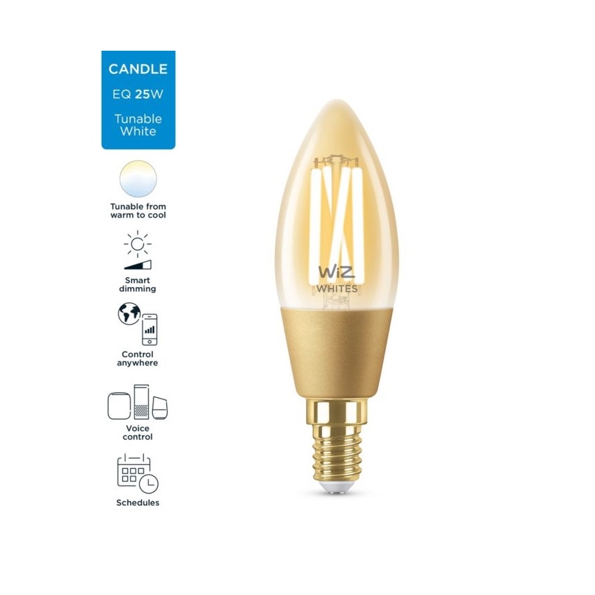 Λάμπα LED Dimmable VINTAGE FILAMENT C35 E14/4,9W/230V 2000-5000K CRI 90 Wi-Fi - WiZ