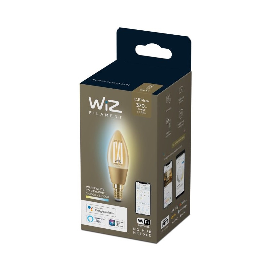 Λάμπα LED Dimmable VINTAGE FILAMENT C35 E14/4,9W/230V 2000-5000K CRI 90 Wi-Fi - WiZ