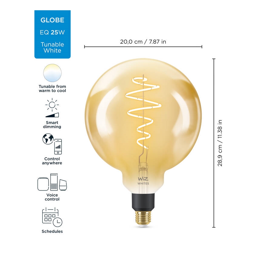 Λάμπα LED Dimmable VINTAGE FILAMENT G200 E27/6W/230V 2000-5000K CRI 90 Wi-Fi - WiZ